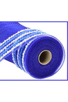 Shop For 10.5" Drift Border Edge Mesh Ribbon: Royal Blue/White (10 Yards)