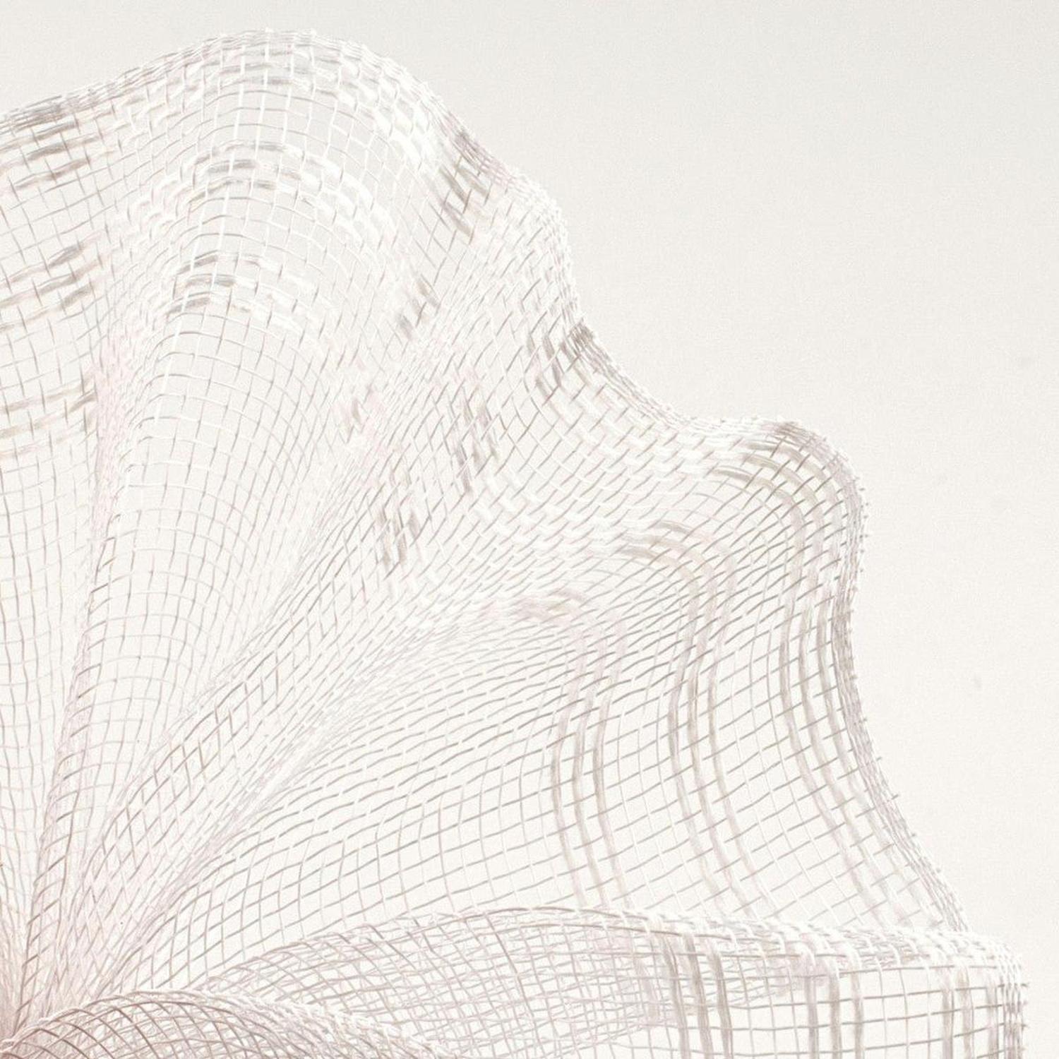 10.5" Faux Jute Border Stripe Mesh Ribbon: White (10 Yards)