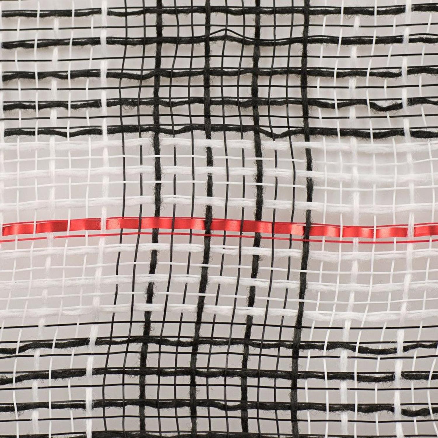 10.5" Faux Jute Check Foil Mesh Ribbon: Black/Red (10 Yards)
