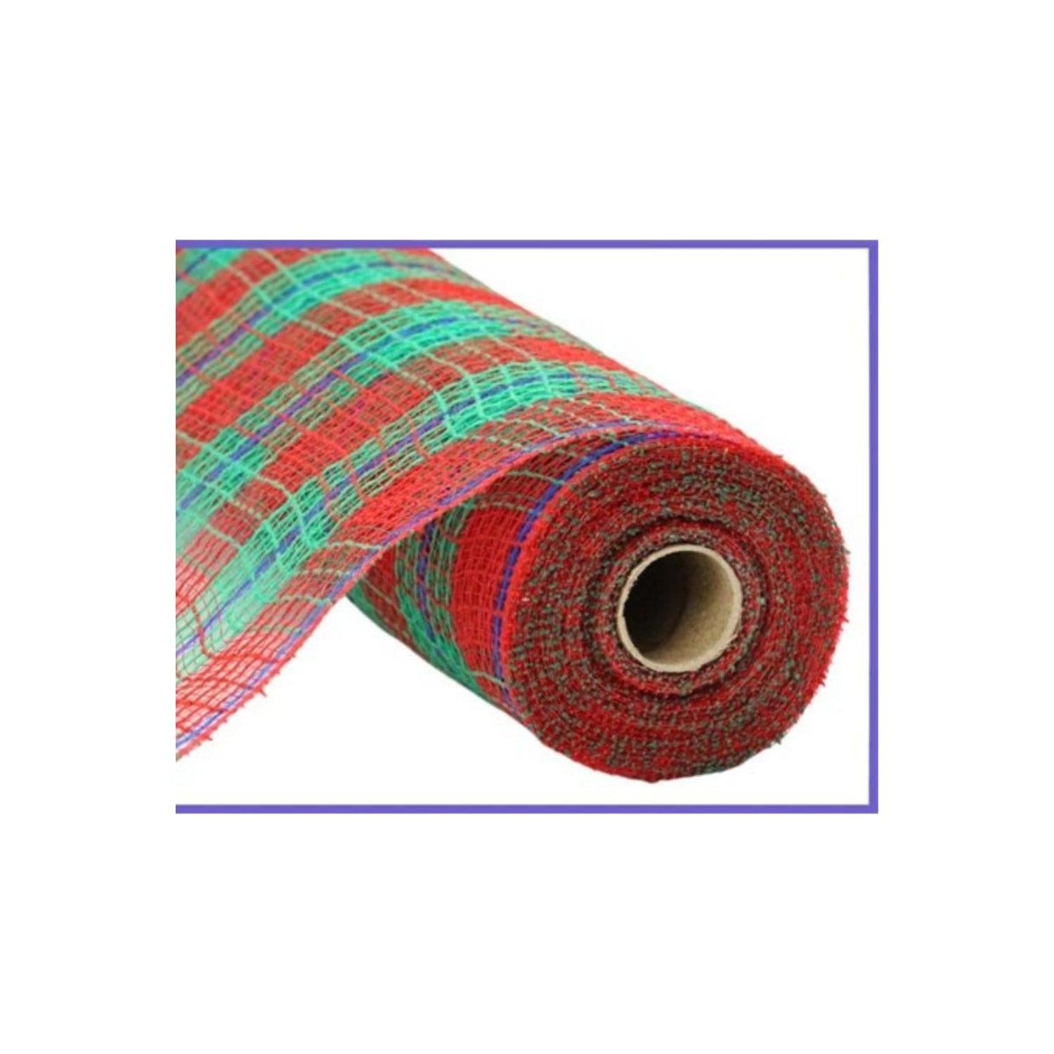 Shop For 10.5" Faux Jute Check Foil Mesh Ribbon: Red/Green (10 Yards)