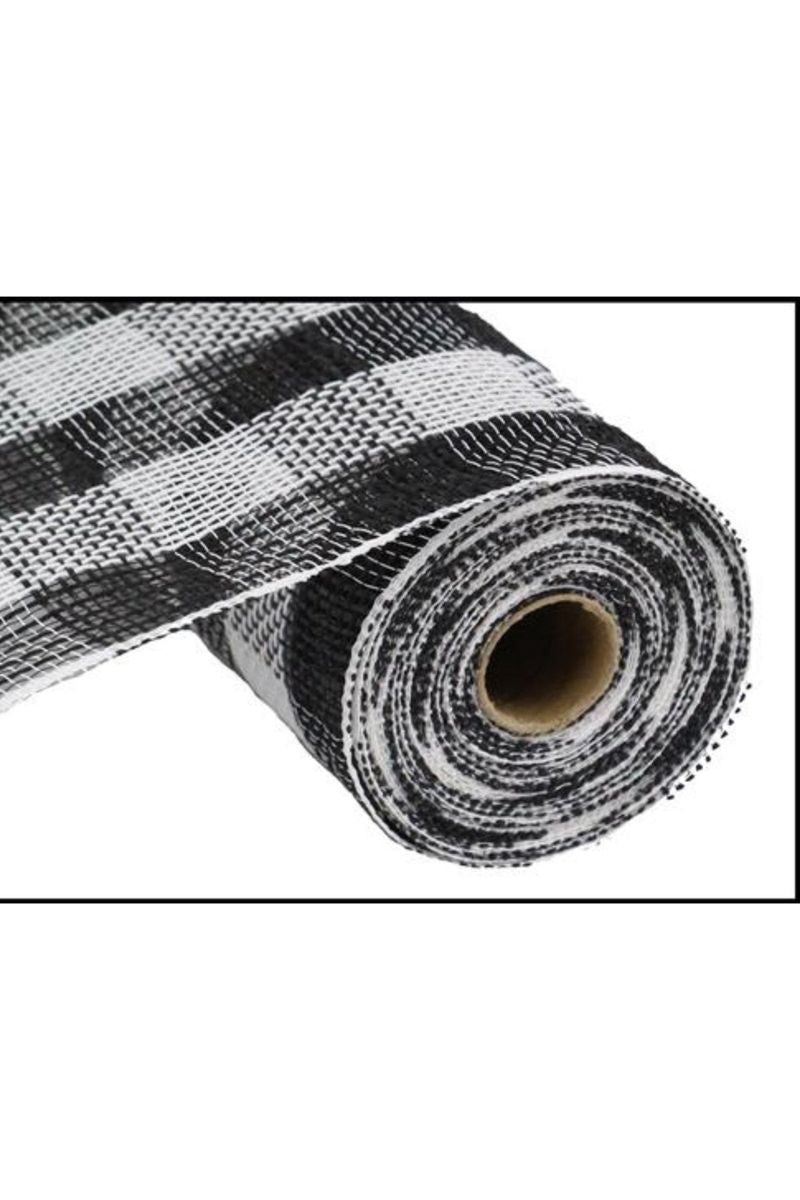 Shop For 10.5" Faux Jute Check Mesh Ribbon: Black & White (10 Yards)