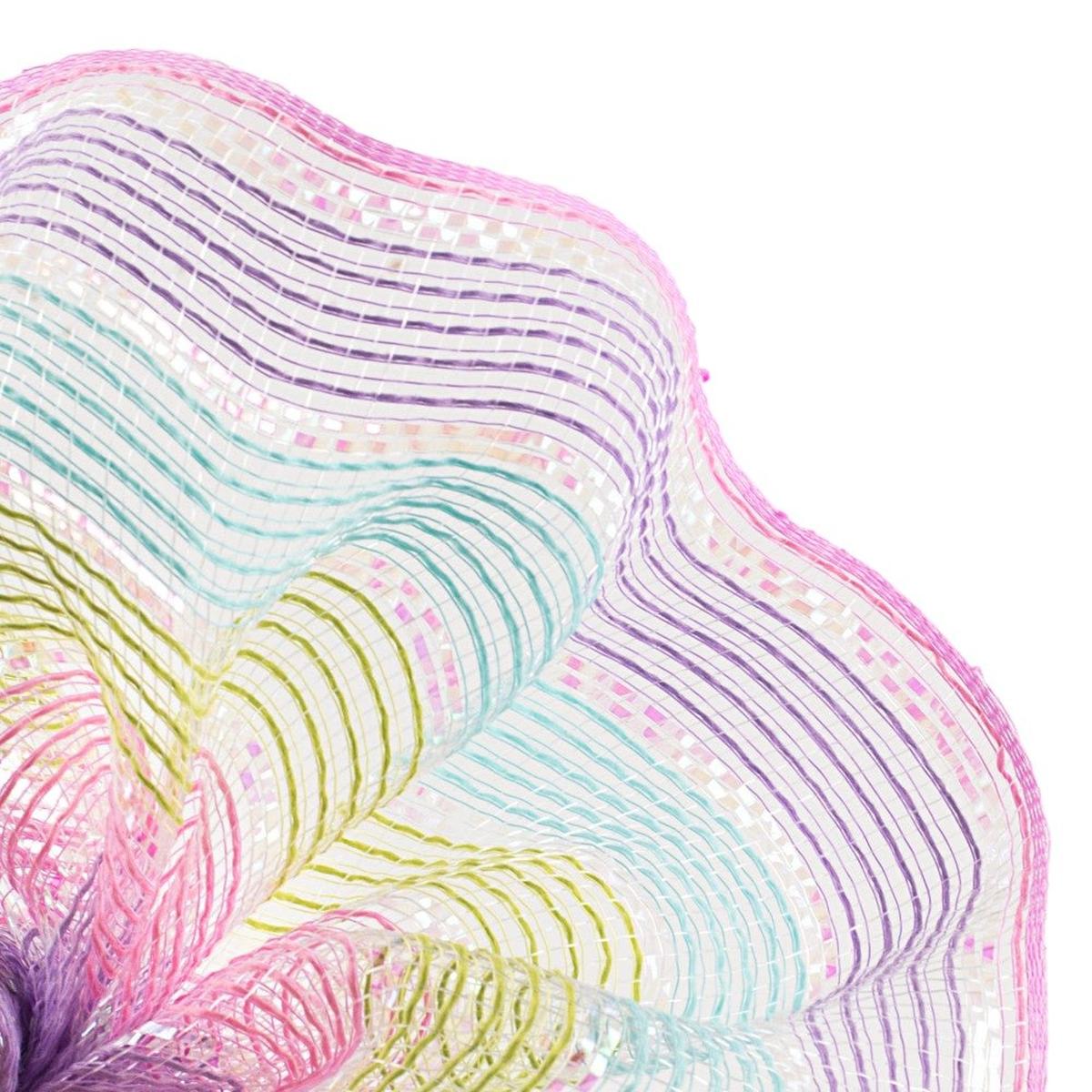 Shop For 10.5" Faux Jute Shiny Stripe Mesh Ribbon: Pink, Green, Blue, Lavender (10 Yards) at Michelle's aDOORable Creations