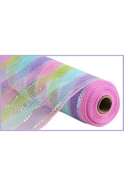 Shop For 10.5" Faux Jute Shiny Stripe Mesh: Pink, Green, Blue, Lavender (10 Yards) RY8032AY