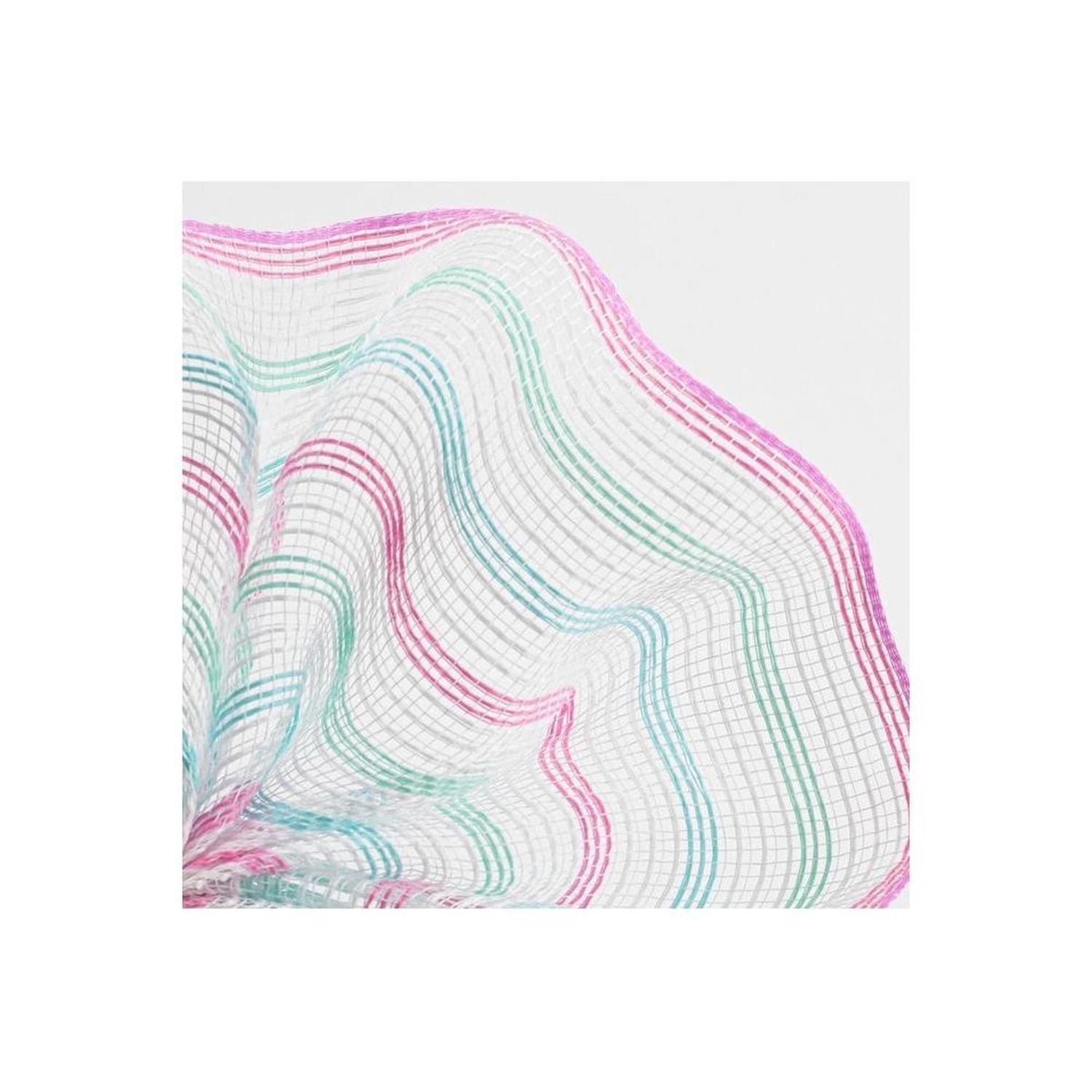 10.5" Faux Jute Stripe Mesh Ribbon: Blue, Mint, Pink, White (10 Yards)