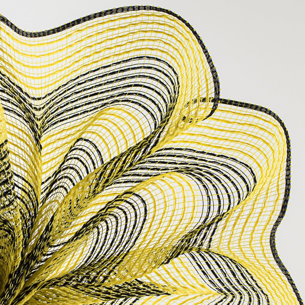 Shop For 10.5" Faux Jute Striped Mesh Ribbon: Yellow & Black (10 Yards)
