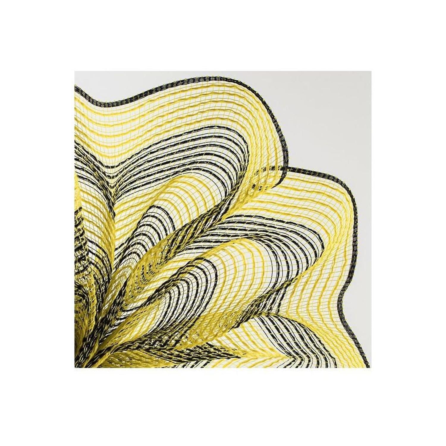 10.5" Faux Jute Striped Mesh Ribbon: Yellow & Black (10 Yards)