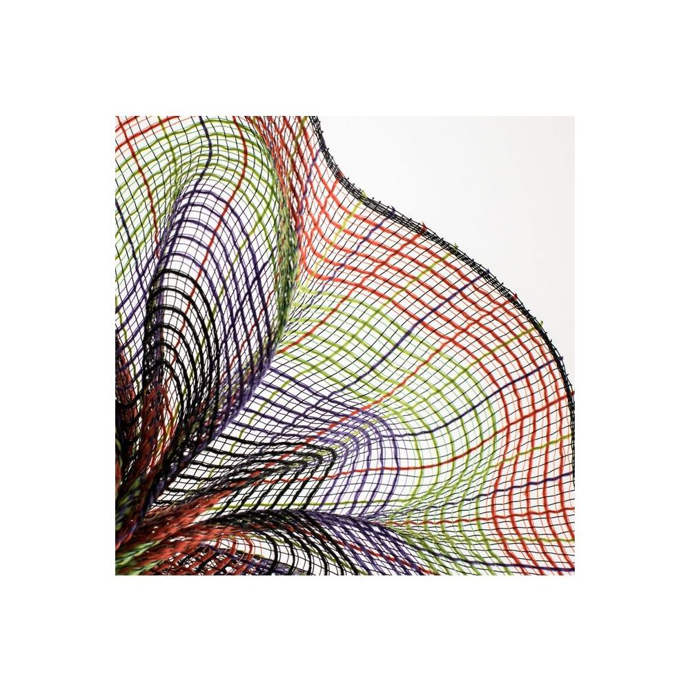 Shop For 10.5" Faux Jute Wide Stripe Mesh Ribbon: Orange/Purple/Green/Black (10 Yards) at Michelle's aDOORable Creations