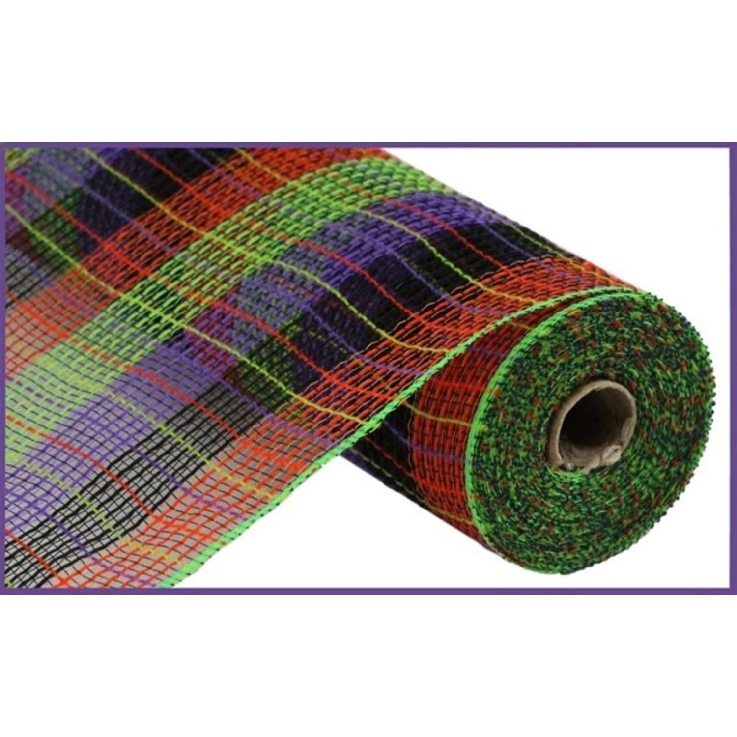 Shop For 10.5" Faux Jute Wide Stripe Mesh Ribbon: Orange/Purple/Green/Black (10 Yards)