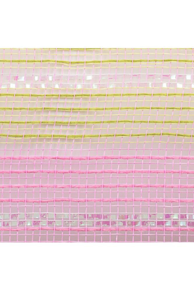 Shop For 10.5" Jute Iridescent Stripe Mesh: Light Pink (10 Yards) RY8029AN