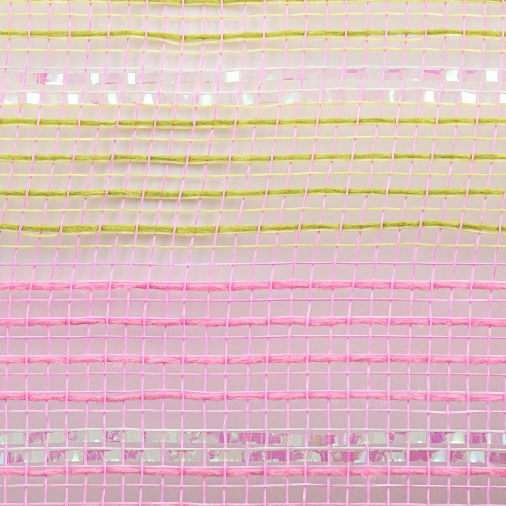 Shop For 10.5" Jute Iridescent Stripe Mesh Ribbon: Light Pink (10 Yards) at Michelle's aDOORable Creations