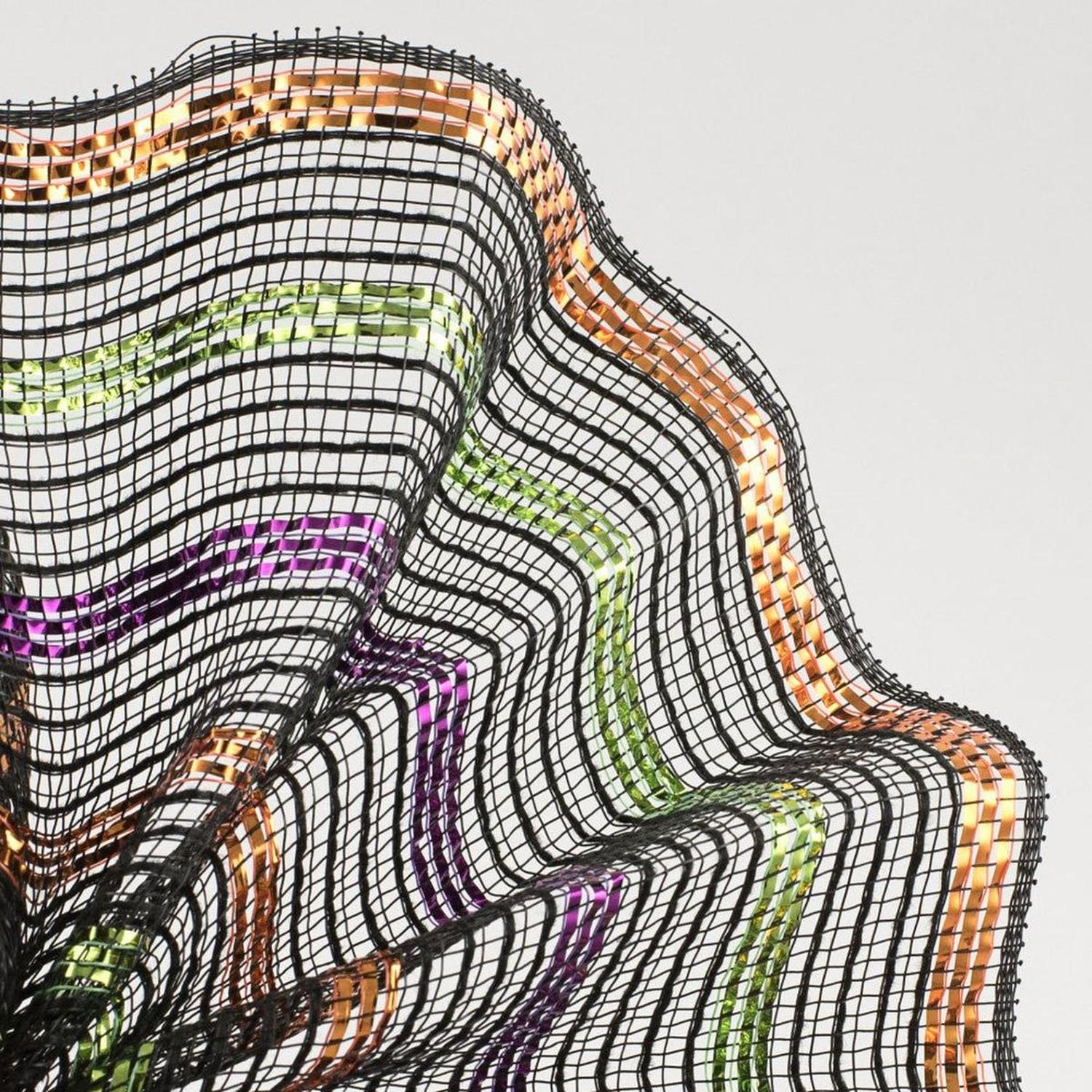 10.5" Metallic Poly Faux Jute Mesh Ribbon: Black/Orange/Purple/Lime (10 Yards)