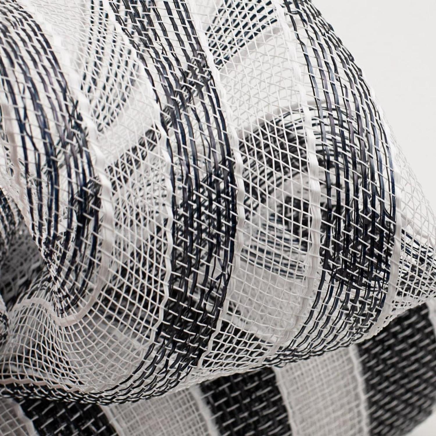 Shop For 10.5" Metallic Stripe Mesh Ribbon: Black/White (10 Yards) at Michelle's aDOORable Creations