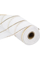 Shop For 10.5" Poly Jute Matte Metallic Mesh Ribbon: White/Gold (10 Yards)