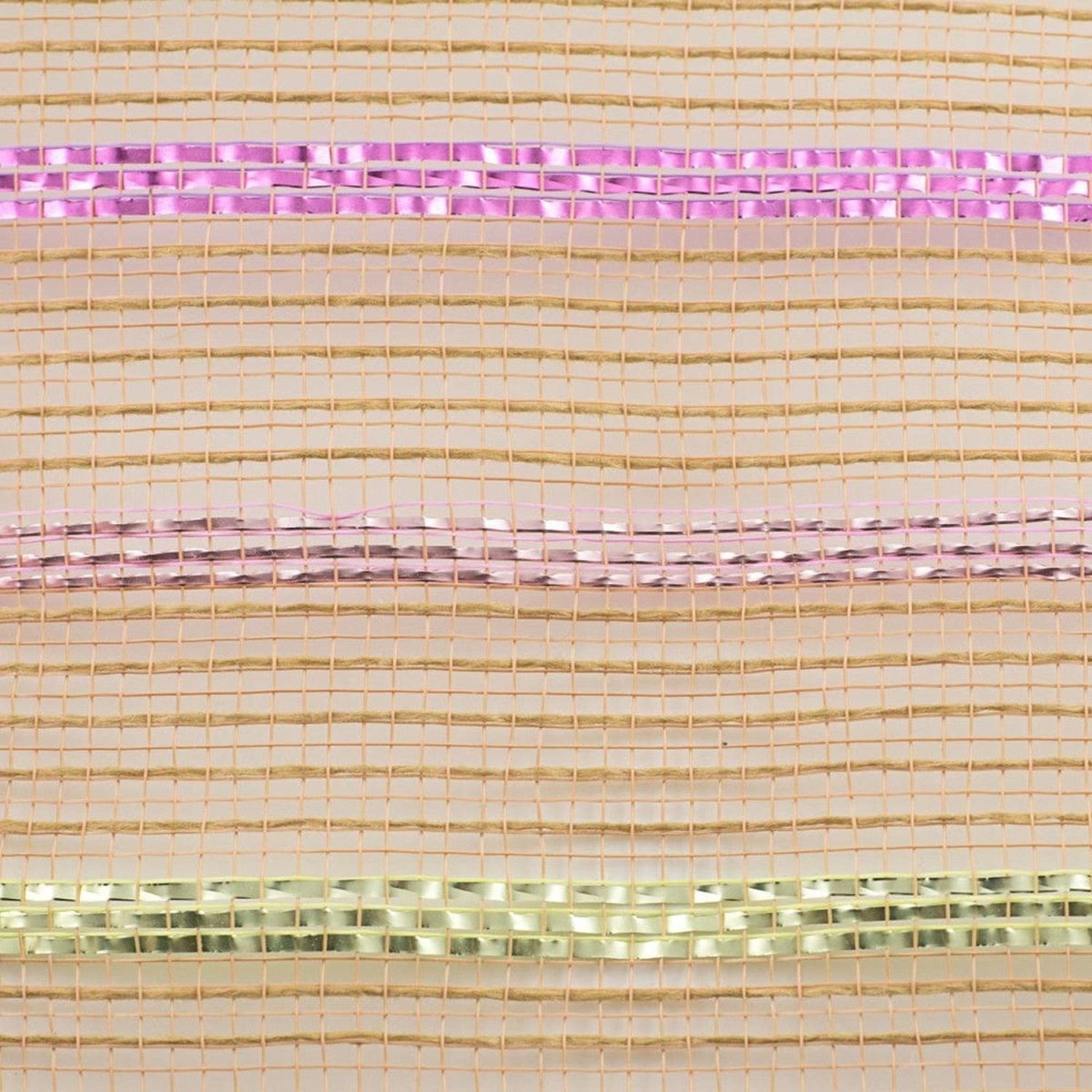 Shop For 10.5" Poly Jute Matte Stripe Mesh Ribbon: Natural Pastel Stripes (10 Yards)