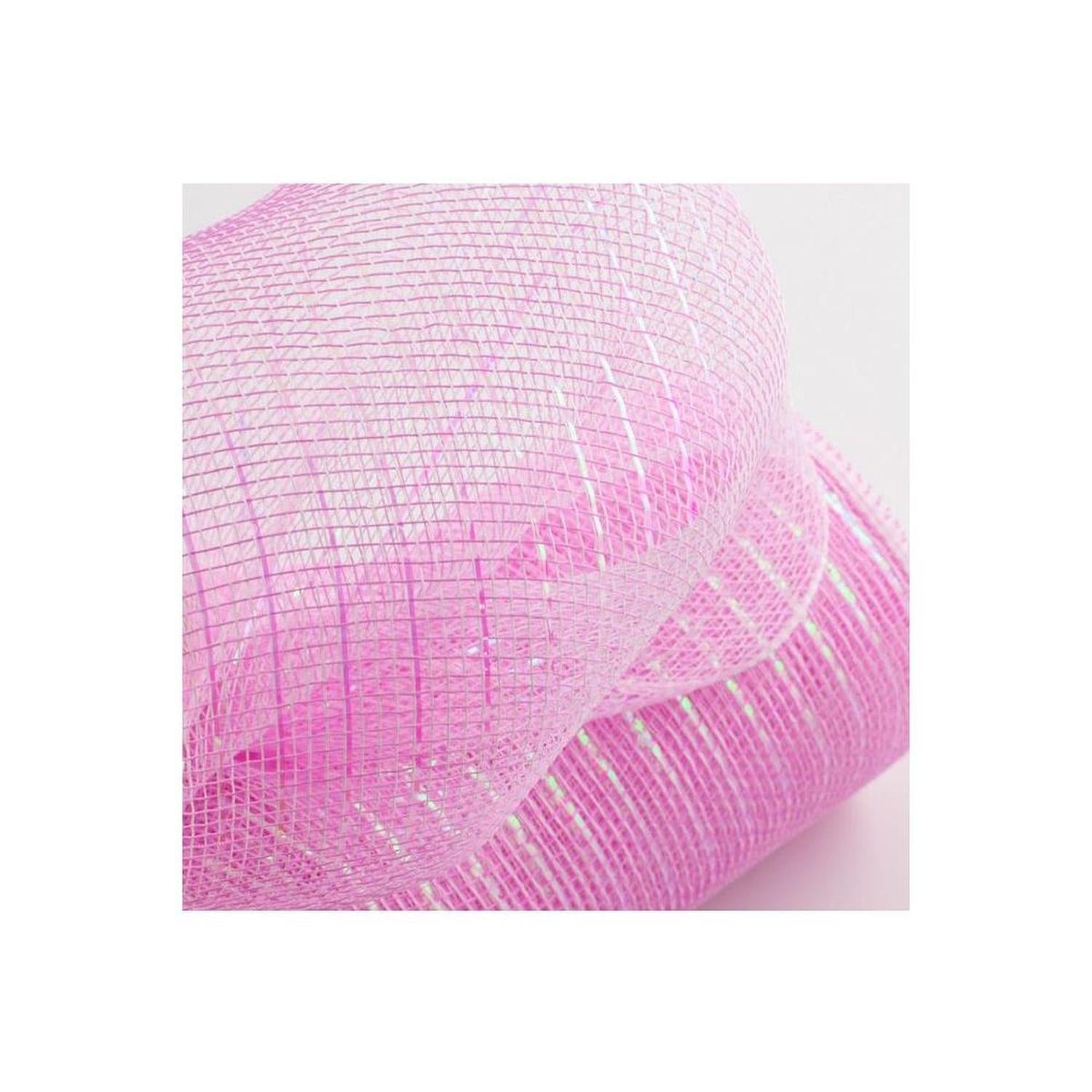 10.5" Poly Mesh Roll Ribbon: Iridescent Pastel Pink Foil