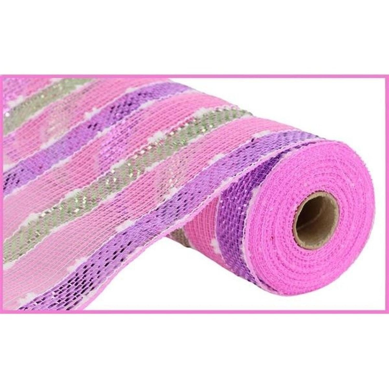 Shop For 10.5" Puff Ball Wide Stripe Mesh Ribbon: Light Pink (10 Yards)