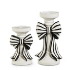 Shop For 10in Black and White Stripe Bow Candle Holders, Set of 2