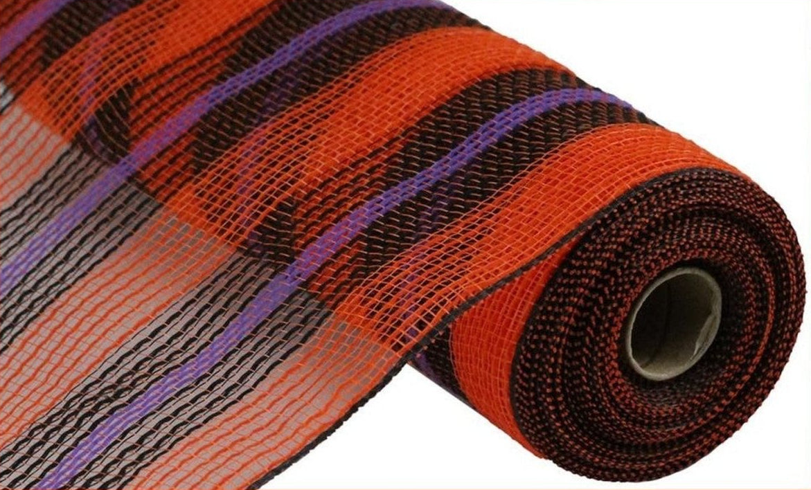 Shop For 10in Bold Stripe Fabric Mesh: Orange, Black, Purple (10 Yards)