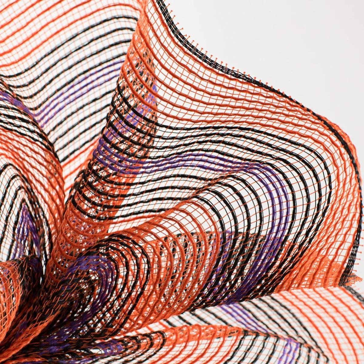 Shop For 10in Bold Stripe Fabric Mesh: Orange, Black, Purple (10 Yards)