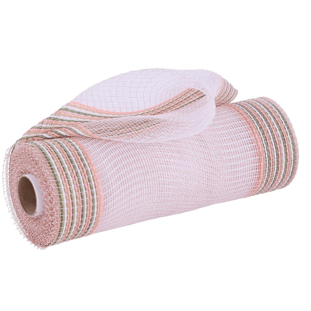 Shop For 10in Border Stripe Mesh Ribbon: Blush Pink (10 Yards)