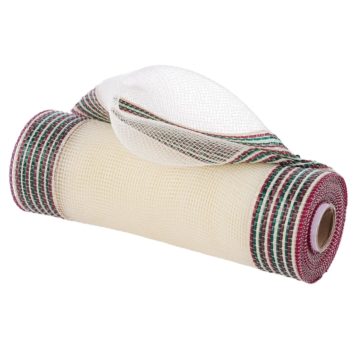 Shop For 10in Border Stripe Mesh Ribbon: Cream/Burgundy (10 Yards)