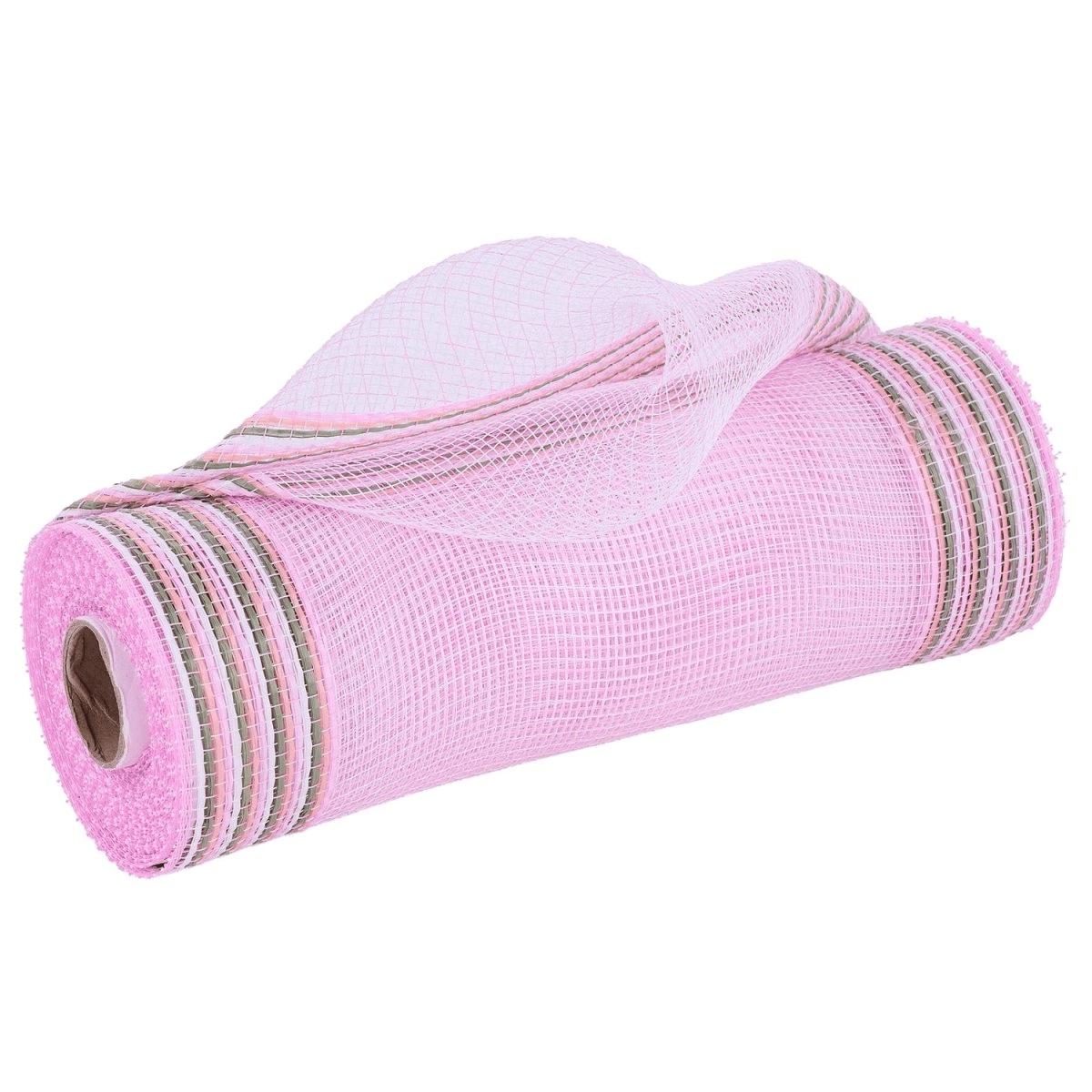 Shop For 10in Border Stripe Mesh Ribbon: Pink/Blush (10 Yards)