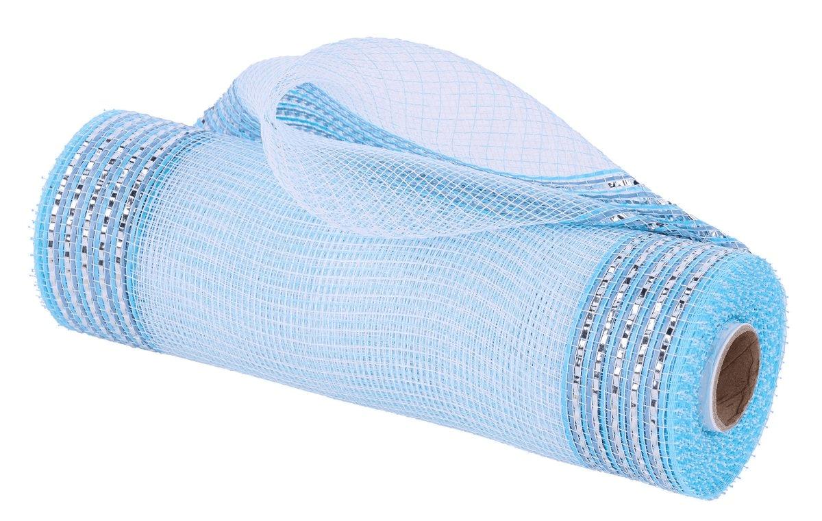 Shop For 10in Border Stripe Mesh Ribbon: Smoke Blue (10 Yards)