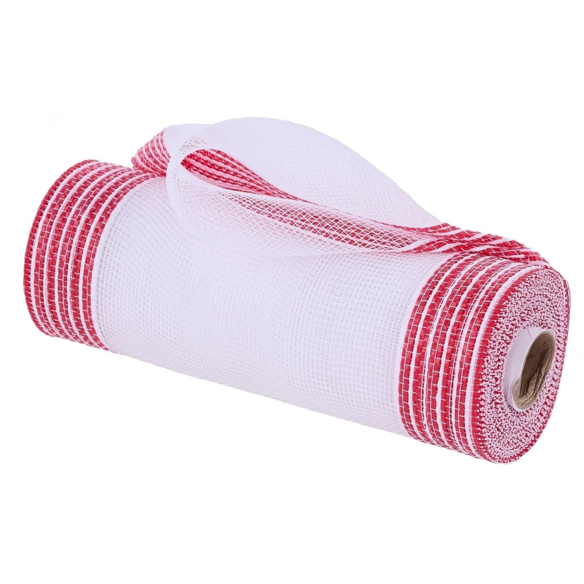 Shop For 10in Border Stripe Mesh Ribbon: White/Red (10 Yards)