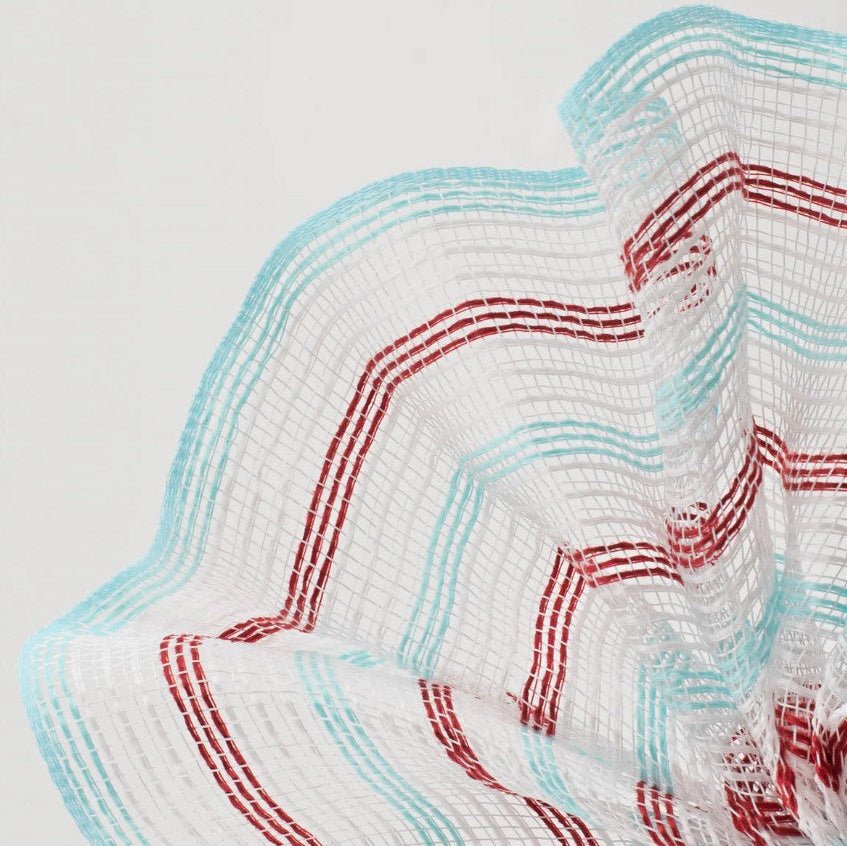 Shop For 10in Faux Jute Stripe Mesh: White, Red, Ice Blue (10 Yards)