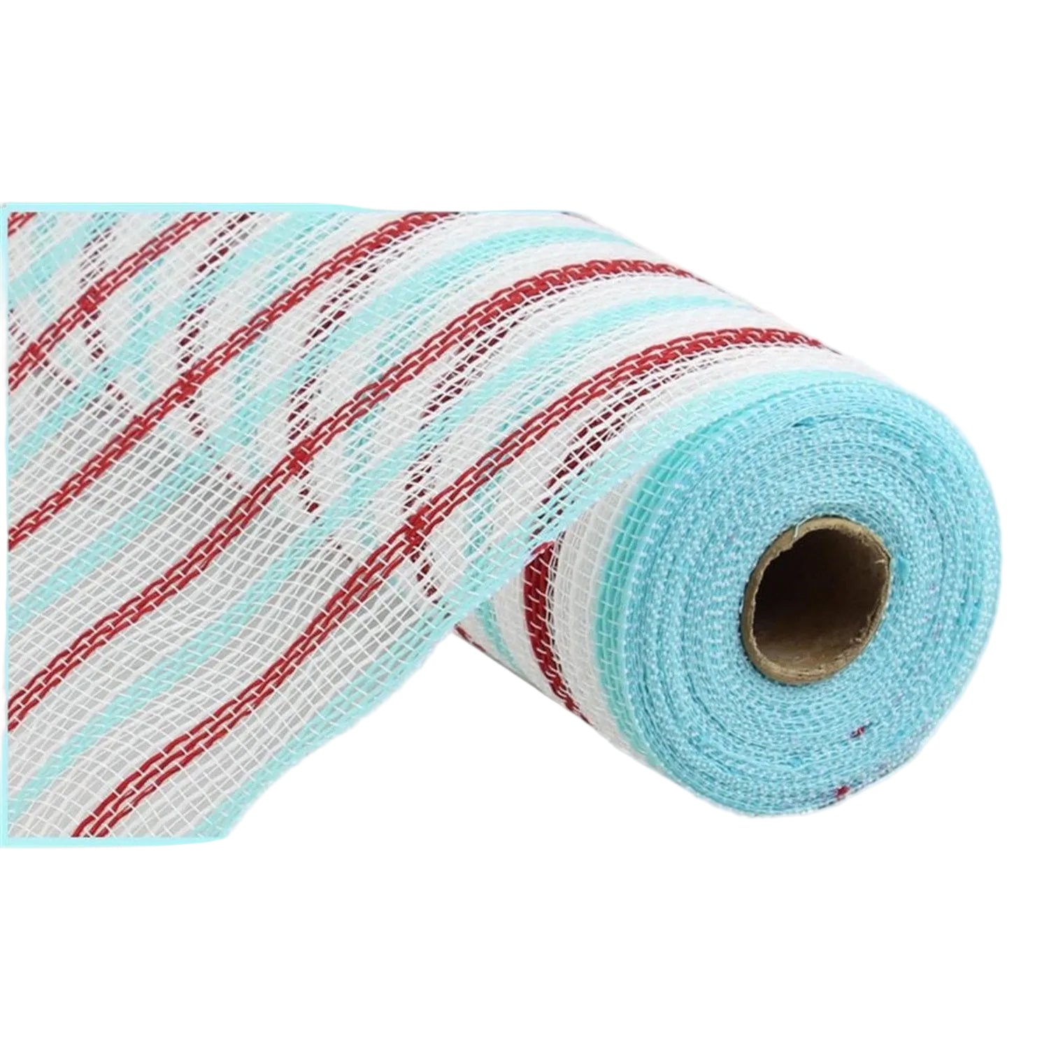 Shop For 10in Faux Jute Stripe Mesh: White, Red, Ice Blue (10 Yards)