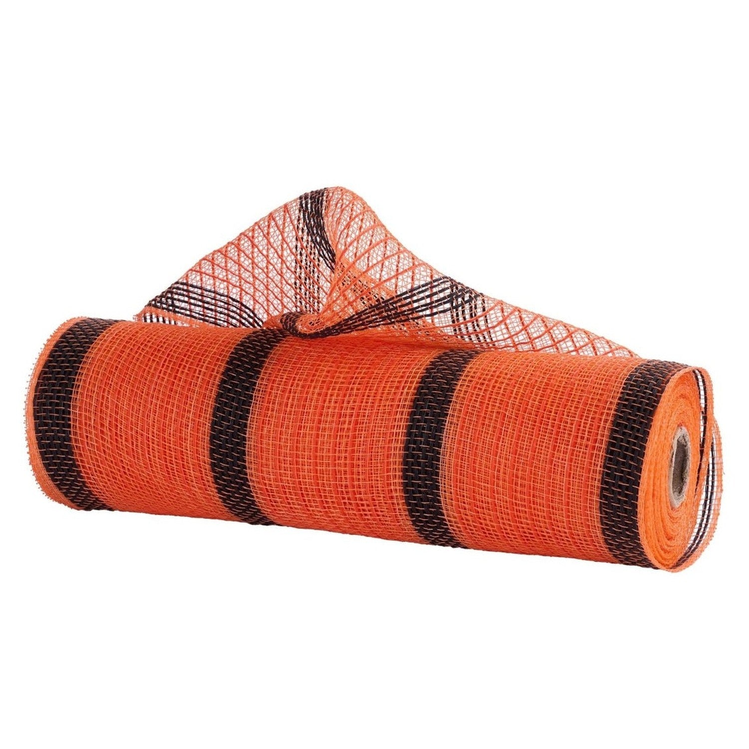 Shop For 10in Faux Jute Striped Mesh: Orange & Black (10 Yards)