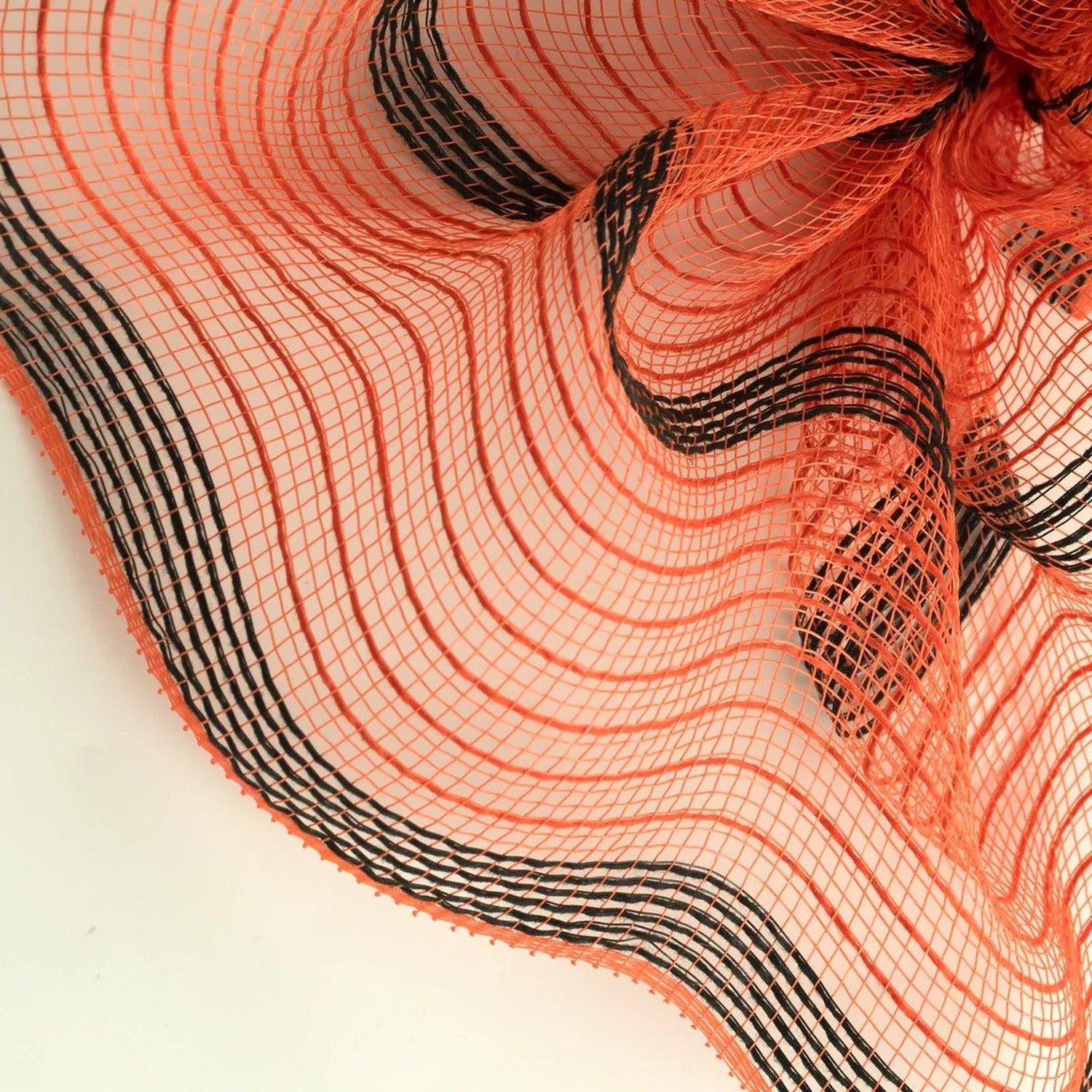 Shop For 10in Faux Jute Striped Mesh: Orange & Black (10 Yards)