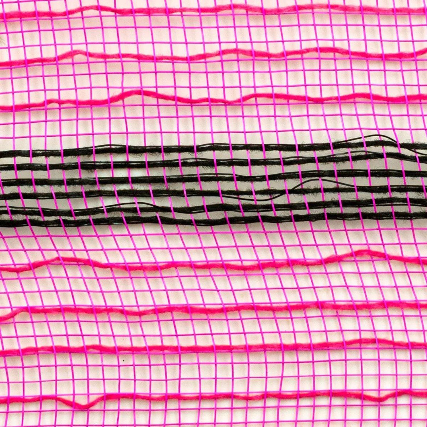 Shop For 10in Faux Jute Striped Mesh: Pink & Black (10 Yards)