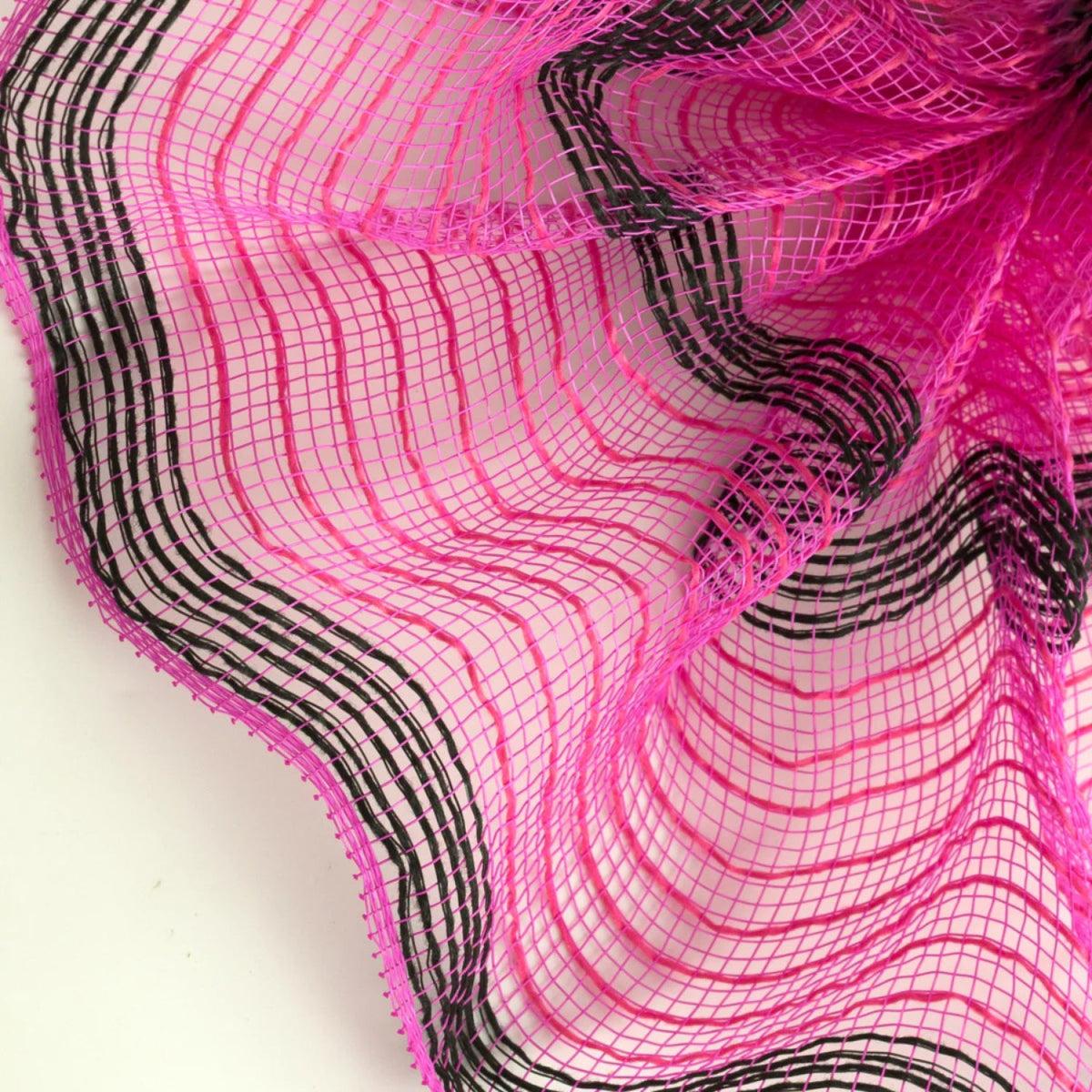 Shop For 10in Faux Jute Striped Mesh: Pink & Black (10 Yards)