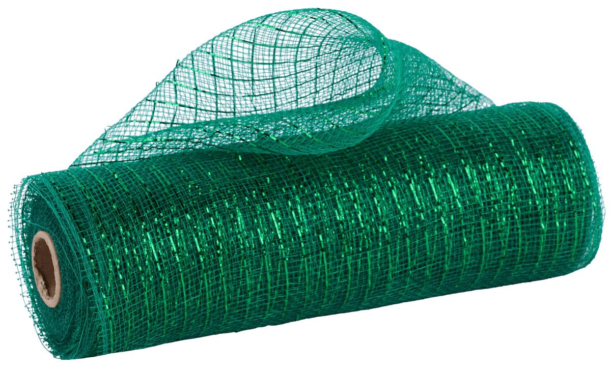 Shop For 10in Poly Deco Mesh: Metallic Emerald Green (10 Yards)
