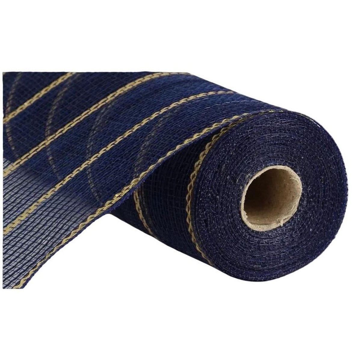 Shop For 10in Poly Faux Jute Matte Mesh: Navy/Gold (10 Yards)