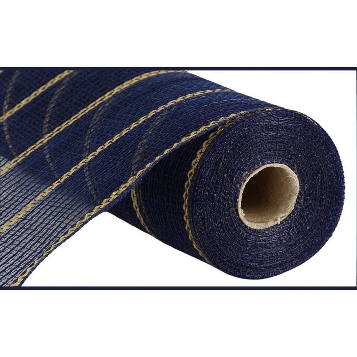 Shop For 10in Poly Faux Jute Matte Mesh: Navy/Gold (10 Yards)