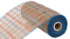 Shop For 10in Vertical Foil Plaid Mesh: Smoke Blue, Orange, Gold, Sage