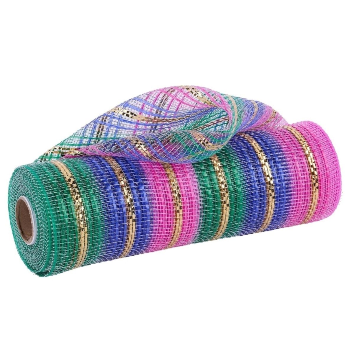 Shop For 10in Vertical Foil Stripe Mesh: Hot Pink/Emerald/Gold (10 Yards)