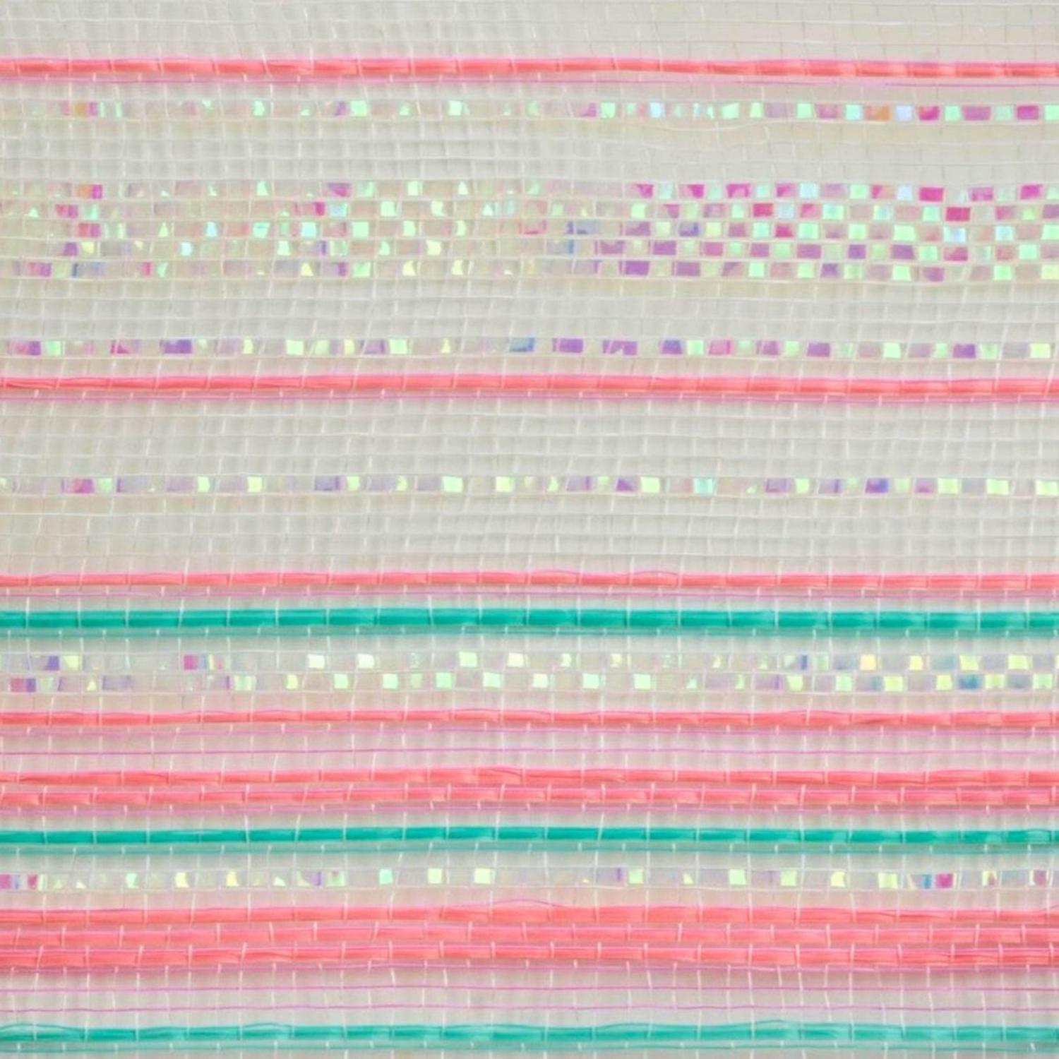10in Vertical Wide Strip Ombré Mesh: Iridescent Teal & Blush Pink