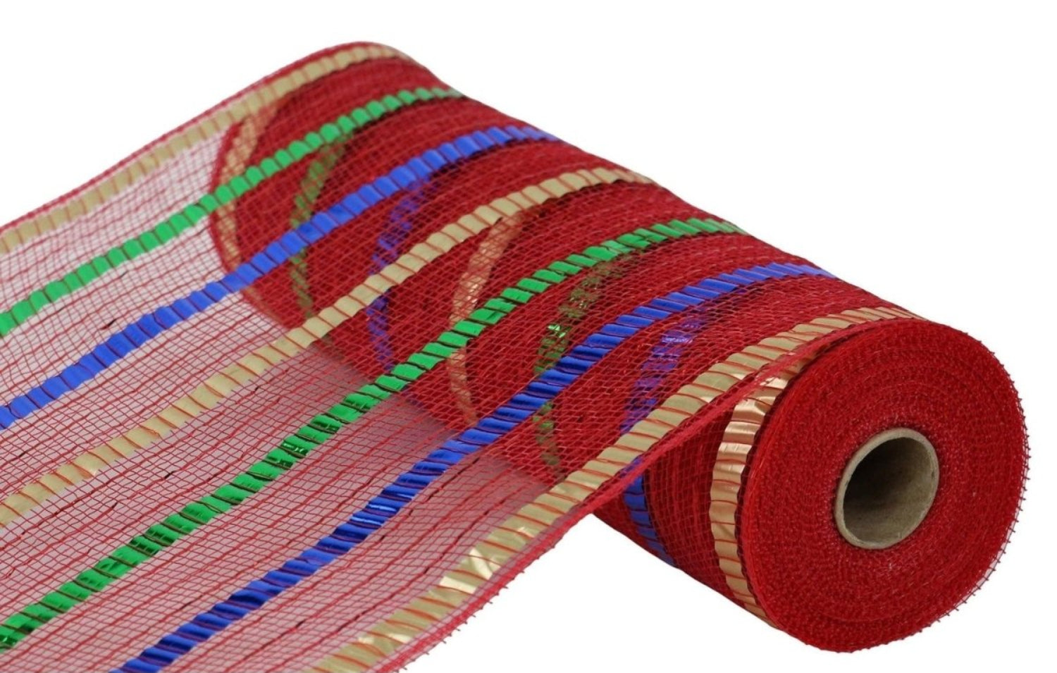 Shop For 10in Wide Foil Stripe Mesh: Red/Gold/Emerald/Royal (10 Yards)