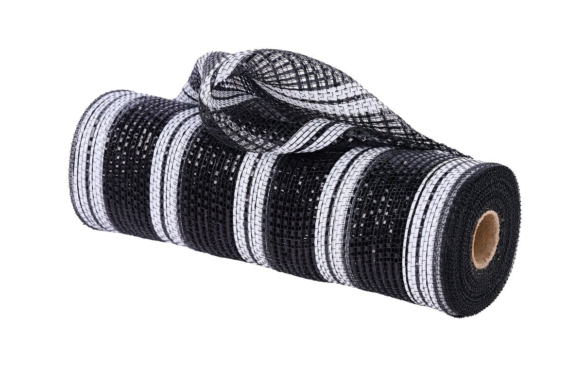 Shop For 10in Wide Foil Thick Stripe Mesh: Black/White (10 Yards)