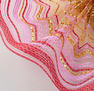 10in Wide Vertical Strip Ombré Mesh: Red, Pink & Metallic Gold