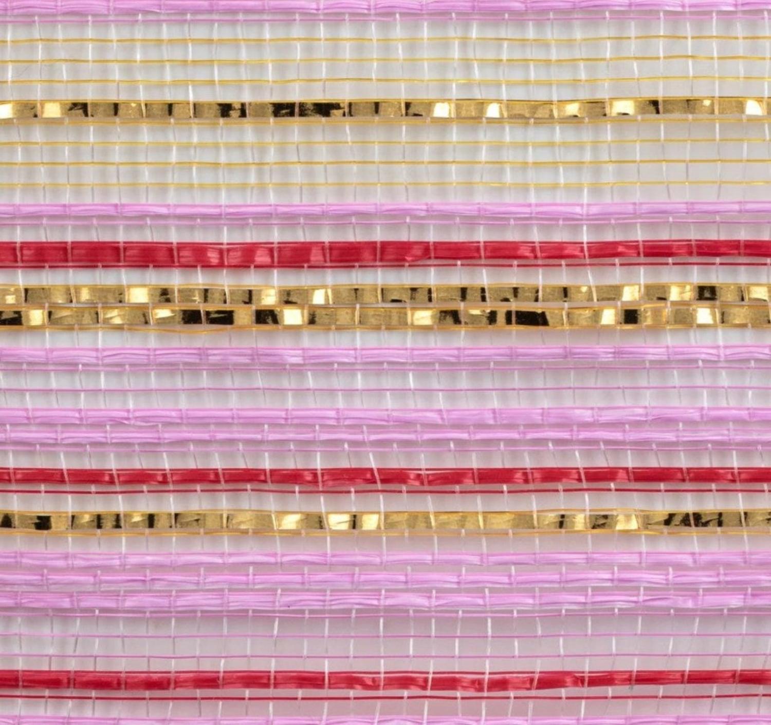10in Wide Vertical Strip Ombré Mesh: Red, Pink & Metallic Gold