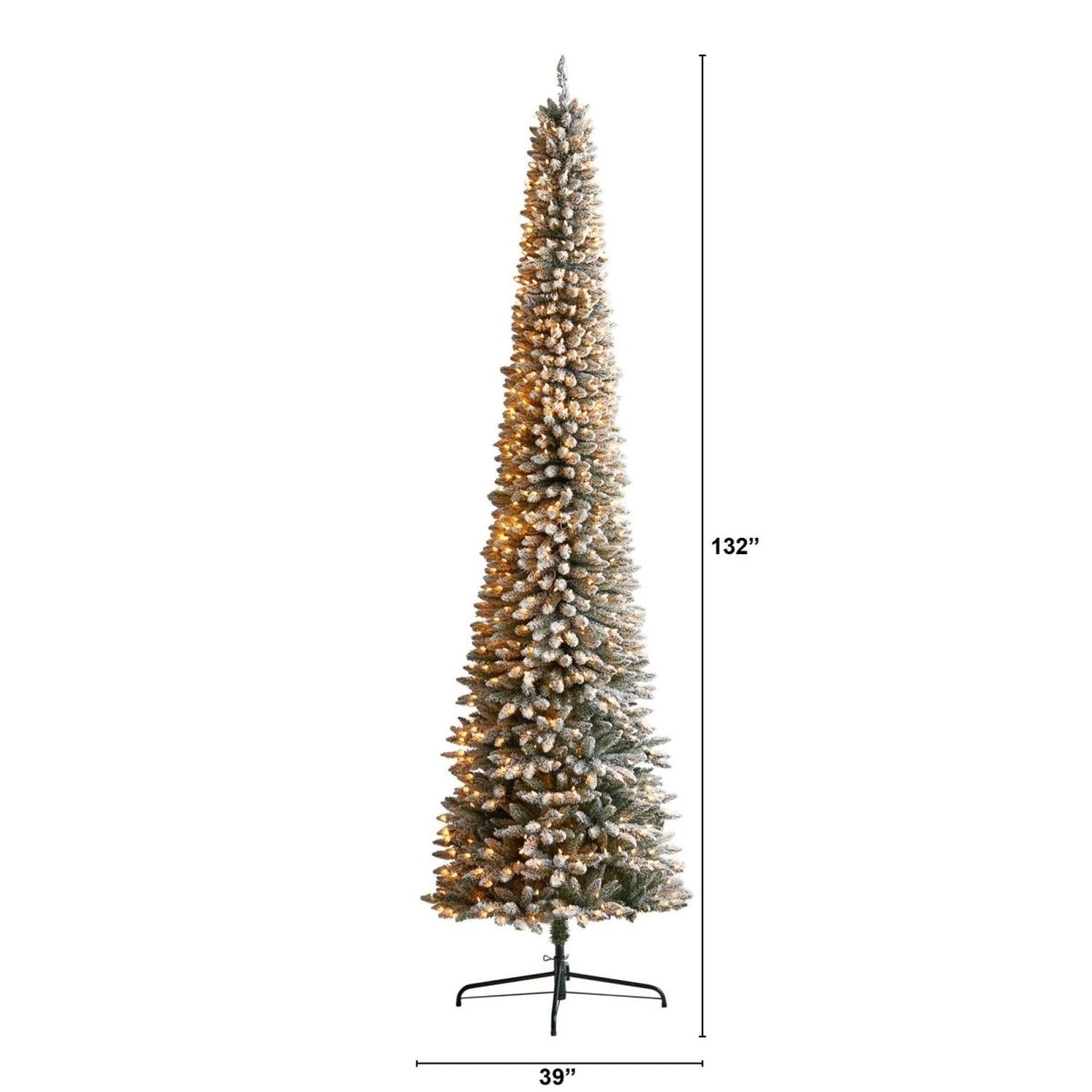 Shop For 11’ Flocked Pencil Artificial Christmas Tree