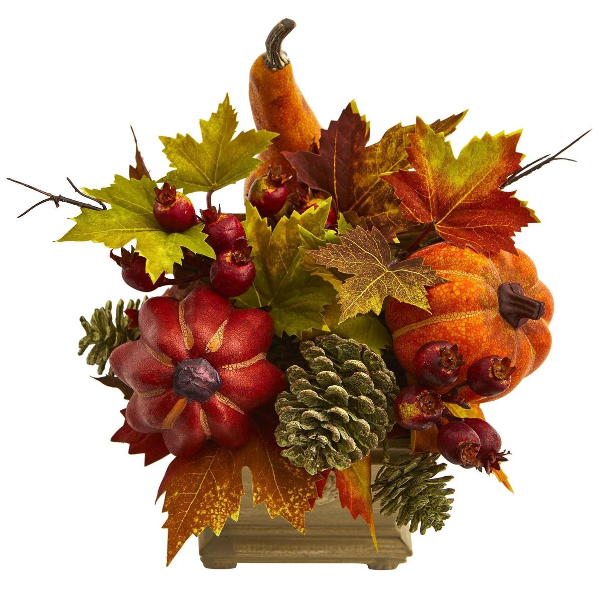 Shop For 11" Pumpkin, Gourd, Berry and Maple Leaf Artificial Arrangement