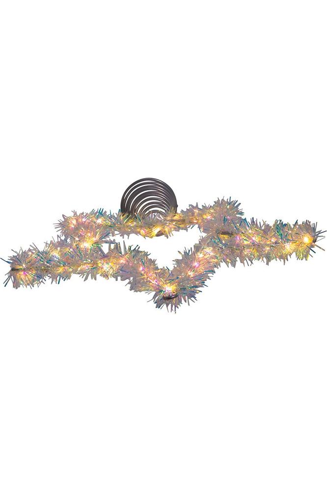 Shop For 12" 55 - Light Warm White LED Silver Tinsel Star Treetop