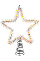 Shop For 12" 55 - Light Warm White LED Silver Tinsel Star Treetop