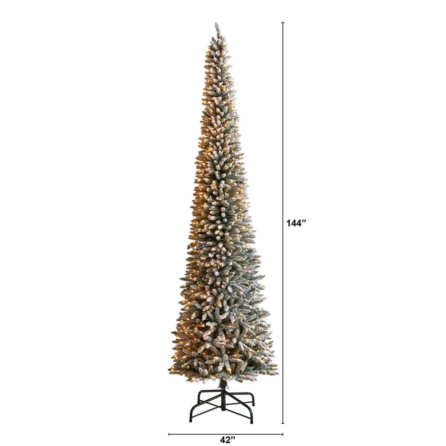 Shop For 12’ Flocked Pencil Artificial Christmas Tree