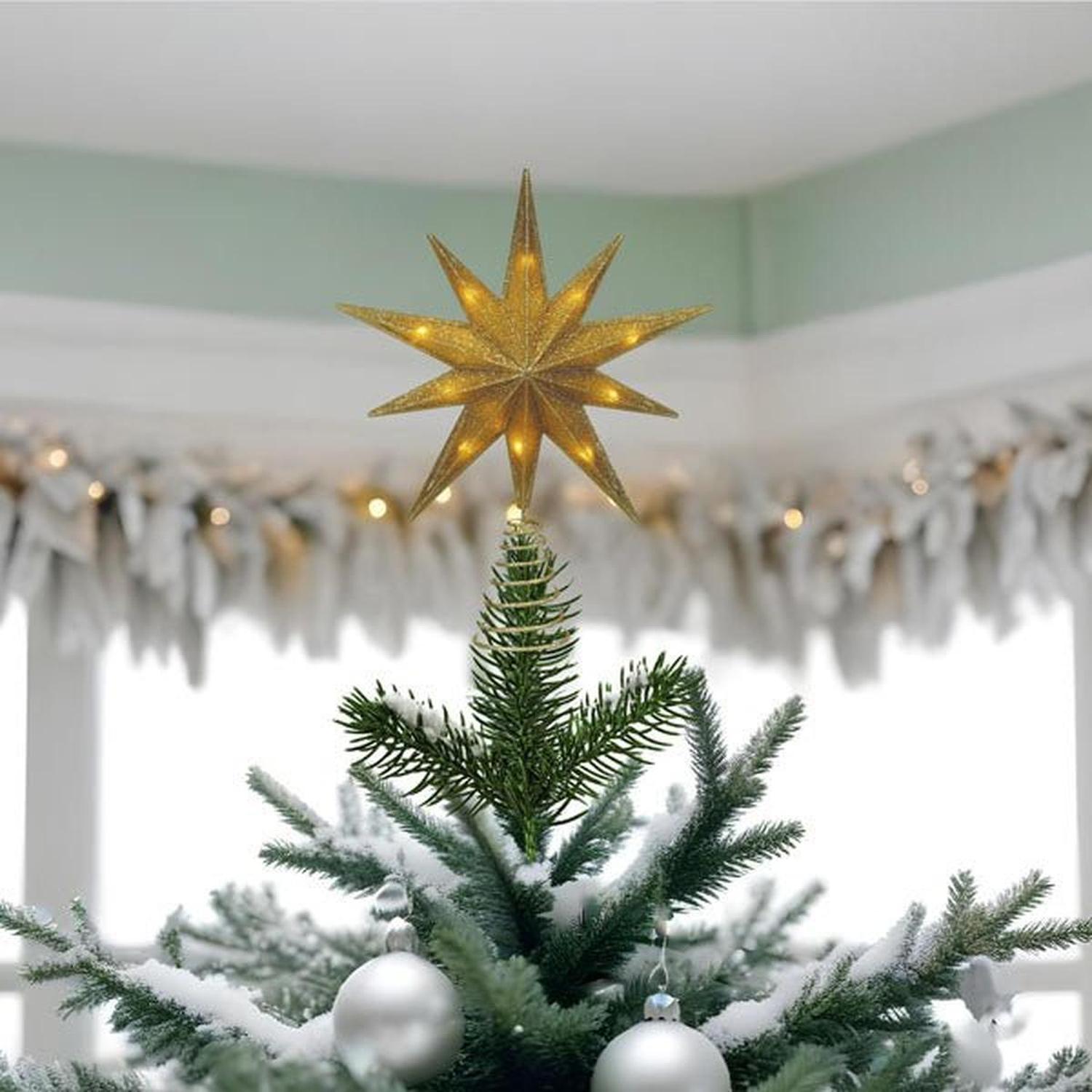Shop For 12" Lit Gold Glitter Star Tree Topper